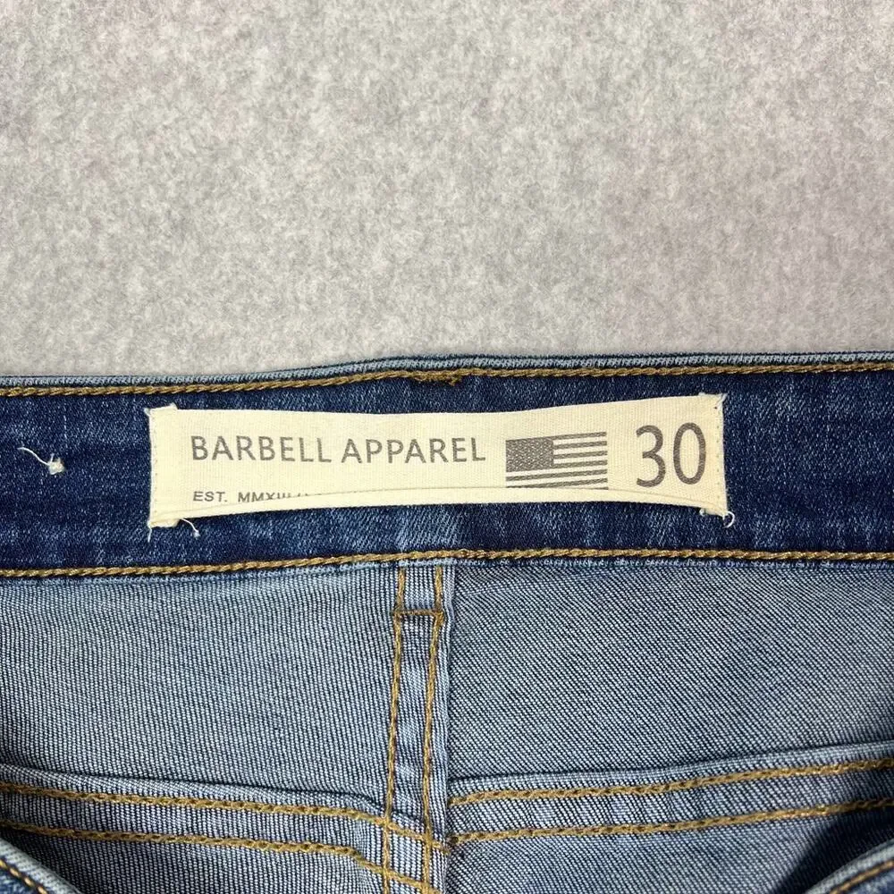 Barbell Apparel Mens 30 Slim Fit Straight Leg Jeans Blue Stretch Denim